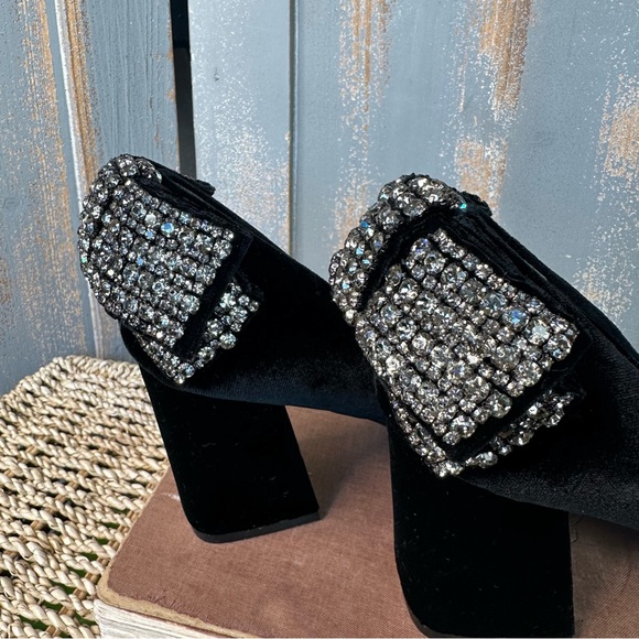 Tory Burch Josephine Velvet Rhinestone Bow Pump Black Sz 7.5 - Picture 15 of 16